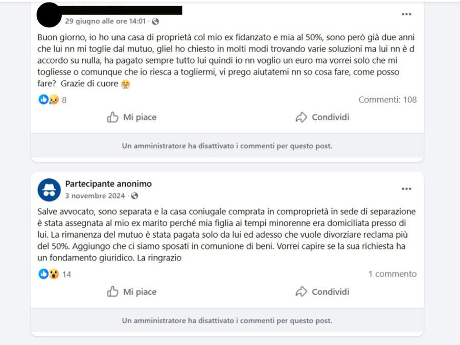 Testimonianza di un utente su una casa in comproprieta