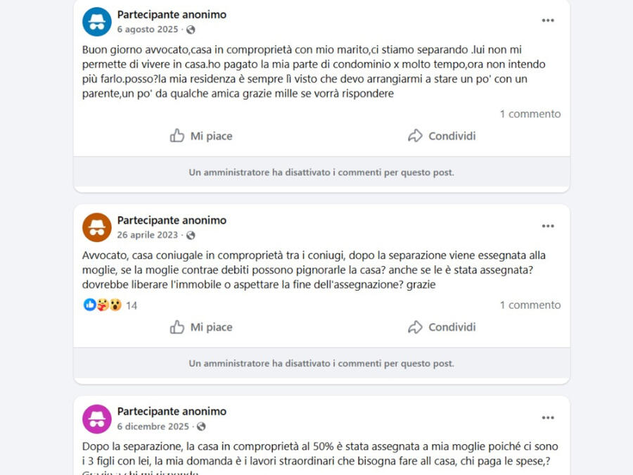 Testimonianza di un utente su una casa in comproprieta