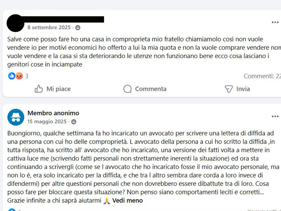 Testimonianza di un utente su una casa in comproprieta