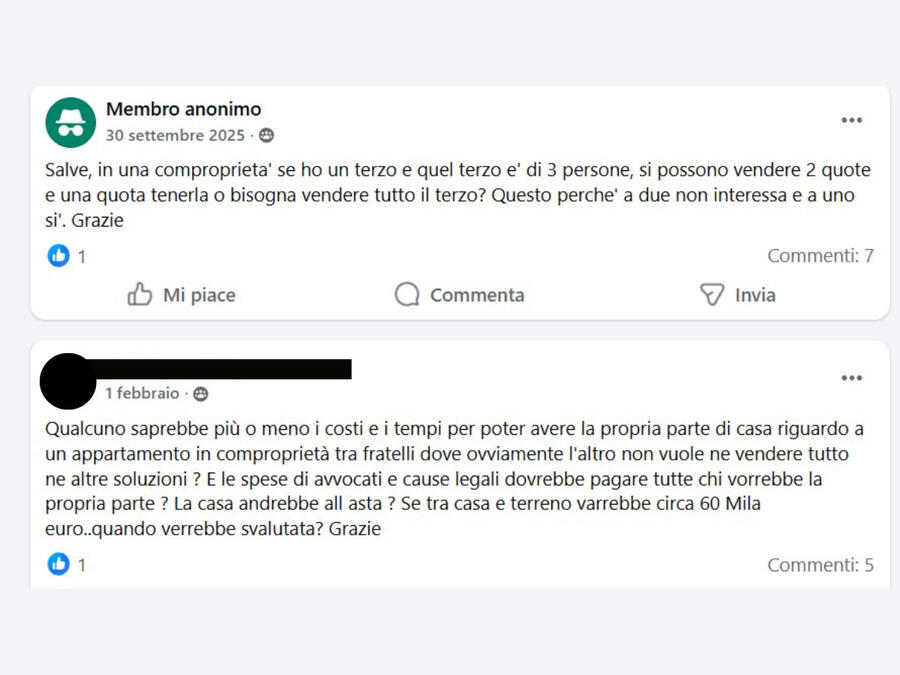 Testimonianza di un utente su una casa in comproprieta